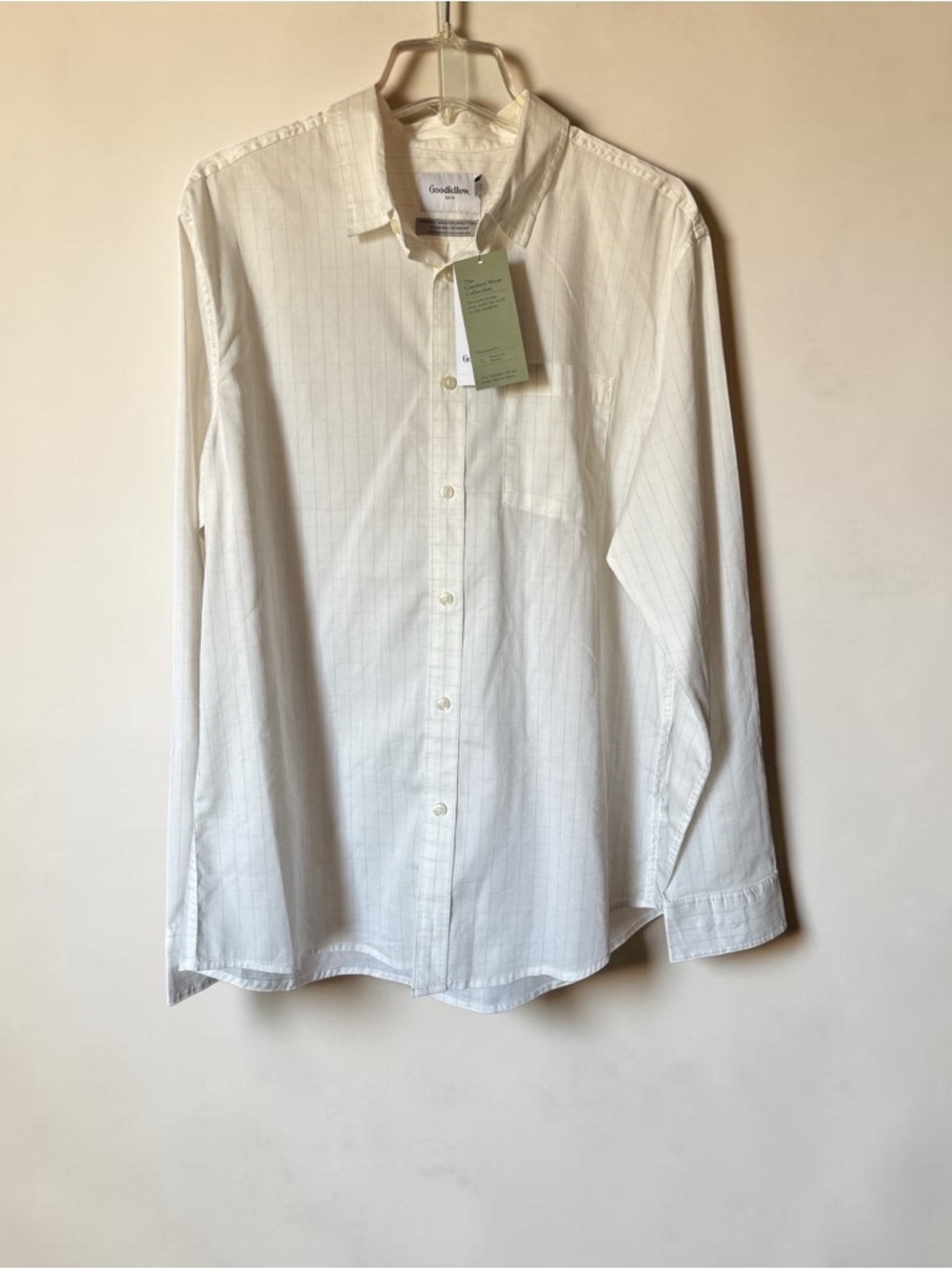 Goodfellow & Co Men's White Pinstripe Casual Button-Down Shirt